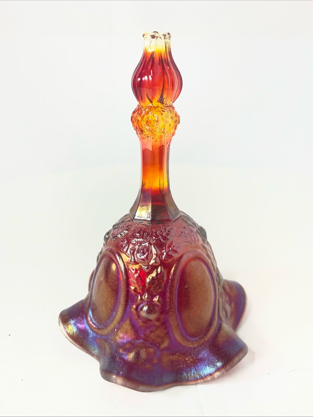 Fenton Ruby-to-Amber Carnival Glass Bell